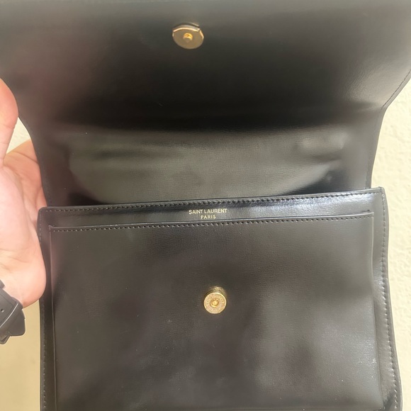 Saint Laurent YSL Sunset Leather Black Gold Hardware Crossbody Bag AUTHENTIC - Picture 8 of 10
